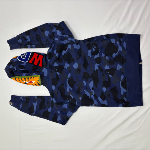 Bape Navy Camo Shark Full Zip Hoodie 'Navy Camo' | US M (Small)