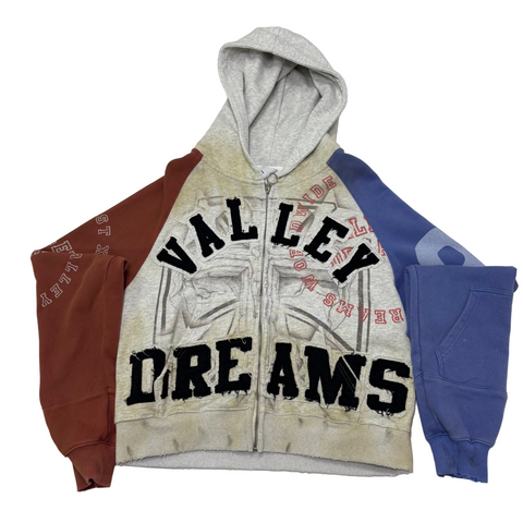 Vale Forever Patriot Chop N Screw Zip Up Hoodie 'Beige Brown Blue' | US M (Small)