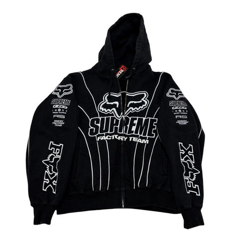 Supreme Fox Racing Zip Up Hoodie 'Black' | US M (Small)