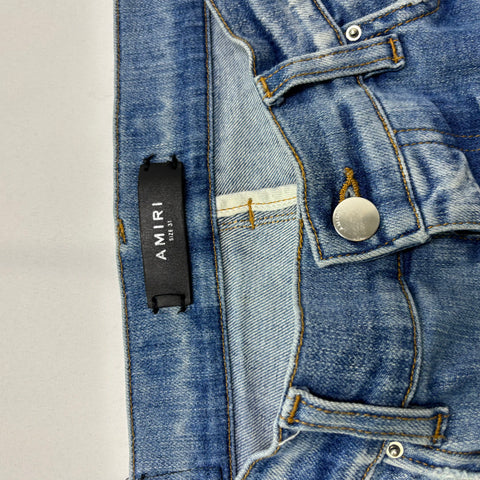 Amiri Bandana Flame Patched Jeans 'Clay indigo' | US M (31")