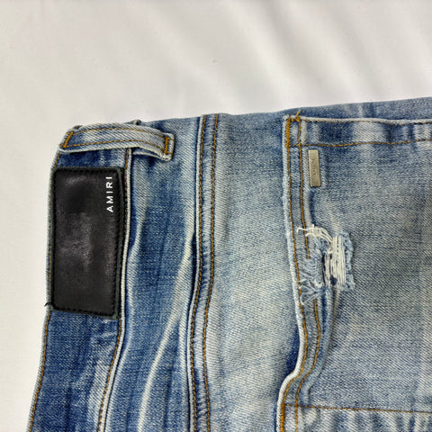 Amiri MX1 Jeans with Red Suede Amiri Spell 'Light Indigo' | US M (32")