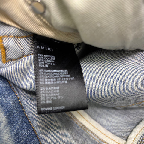 Amiri MX1 Jeans with Red Suede Amiri Spell 'Light Indigo' | US M (32")