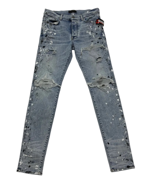 Amiri MX1 Paint Splatter Jeans 'Light Blue' | US M (34")