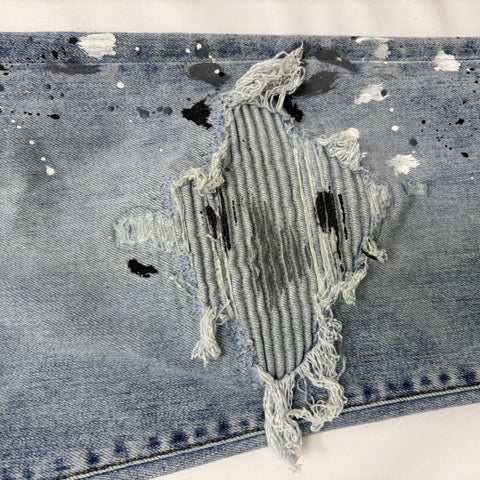 Amiri MX1 Paint Splatter Jeans 'Light Blue' | US M (34")