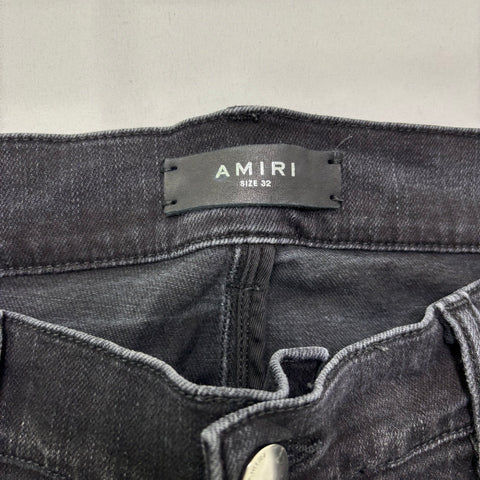 Amiri MX1 Jeans with White Patched Knee 'Black Faded' | US M