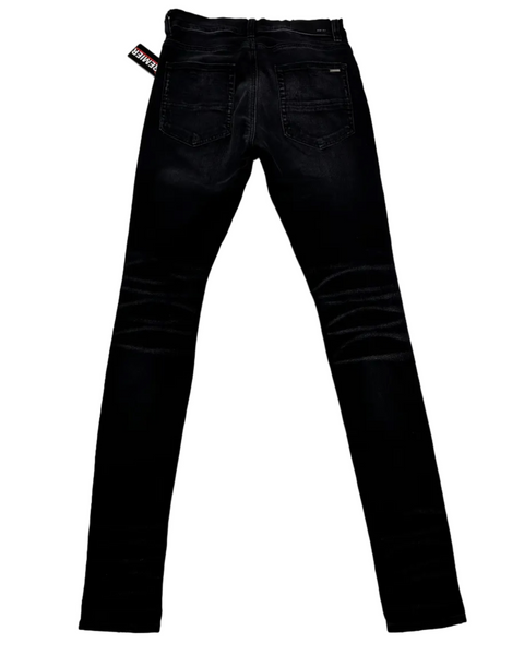 Amiri Thrasher with Leopard Print Patched Jeans 'Black' | US M (28")