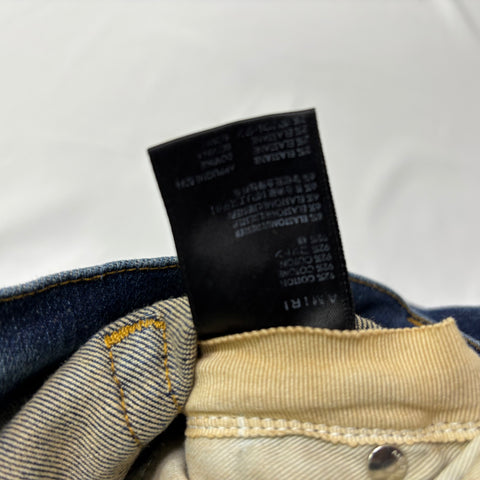 Amiri MX1 Destroy with Black Leather Patched Knee 'Dark Indigo' | US M (40")