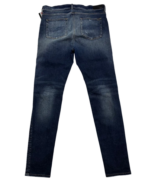 Amiri MX1 Destroy with Black Leather Patched Knee 'Dark Indigo' | US M (40")