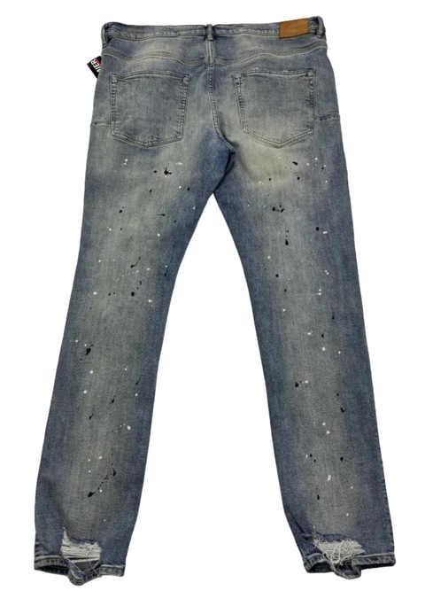 Purple Brand Destroy Paint Drop Jeans 'Mid Indigo' | US M (38")