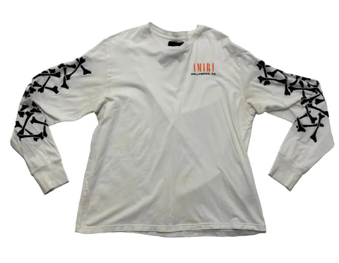 Amiri Bones Long-Sleeve Tee 'White Black' | US M (Large)
