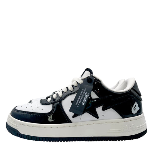 A Bathing Ape Bape Sta 'Black White Patent Leather (2022)' | US M 8