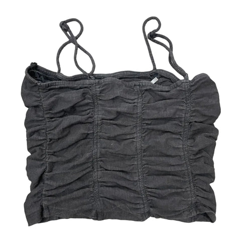 Free People Ruffled Crop Top Tank 'Charcoal Black' | XS