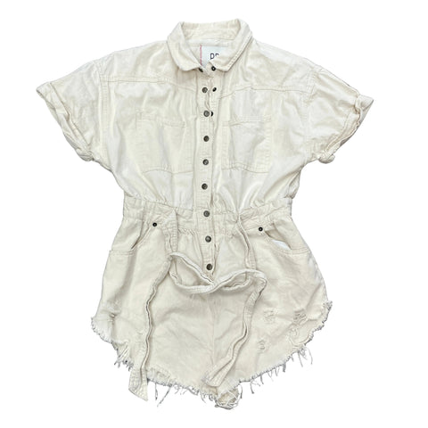 BDG Short Sleeve Canvas Jumpsuit One-Piece 'Cream' | US Womens MED