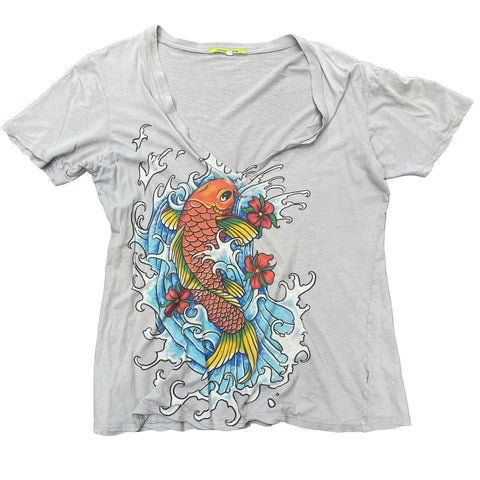 The Beautiful Ones Vintage Ed Harding Koi Fish Deep V-Neck Tee | LG