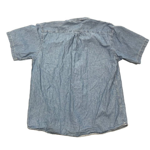 Vintage Harriton 100% Cotton Denim Button-Down Collar Short Sleeve Top | XL