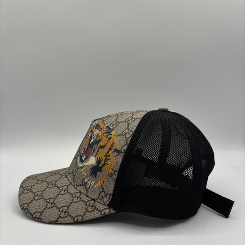 Gucci GG Supreme Tiger Print Cap ' Beige Black' | One Size