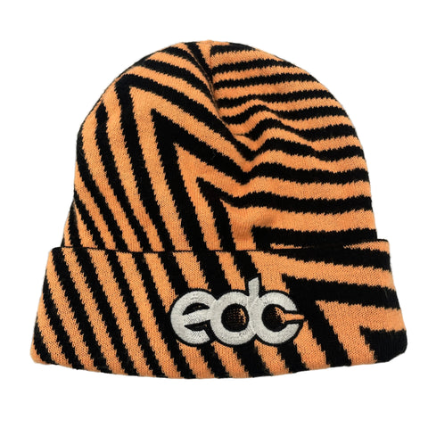 Vintage Electric Daisy Carnival Beanie 'Orange Black Tiger Stripes' | OS
