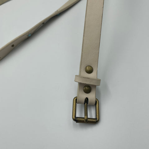 Vintage Beaded Bohemian Aztec Belt 'Cream Aquamarine' | US Women's 25"