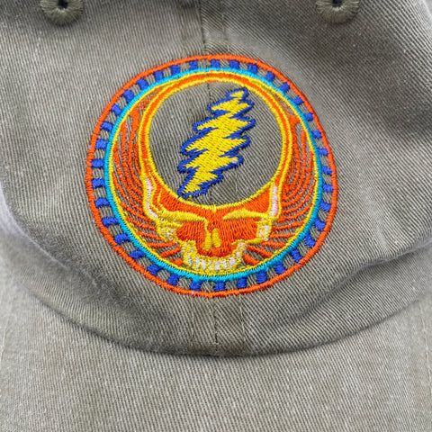 Grateful Dead Stealie Steal Your Face Baseball Cap Forest Green Embroidered | OS
