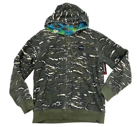 Hurley Reversible Zip-up Hoodie Camo and Hawaiian Floral 'Hunt/Surf' | US XL