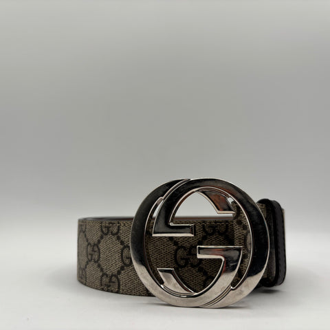Gucci Belt 'GG Supreme Interlocking G Buckle 'Beige' Size 100/40