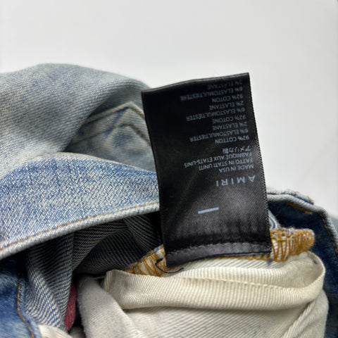 Amiri Multicolor Bandana Patch Distressed Jeans 'Light Indigo' | US M (28")