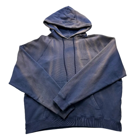 Off White Bleached Hoodie 'Navy' | US M (Large)