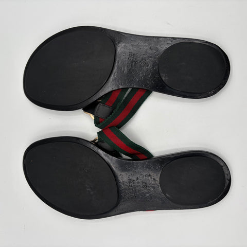 Gucci Web Thong Sandal 'Black Leather (Women)' | EU 37 / US 7