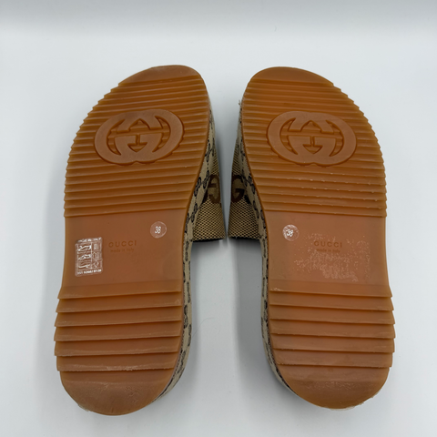 Gucci Angelina Platform 55mm Sandal 'Camel Canvas' | EU 38 / US W 8