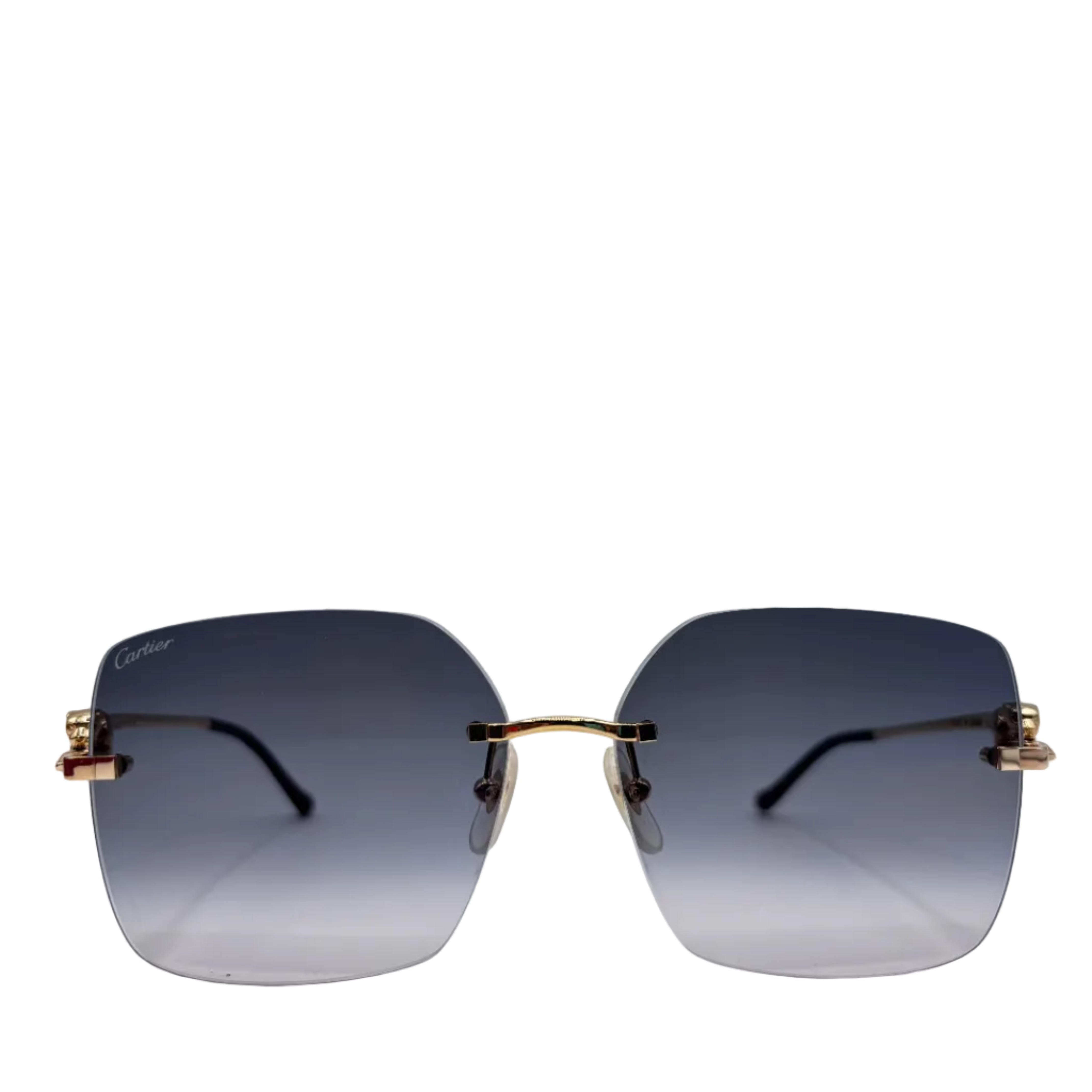 Cartier Panthere Classic 24K Gold Plated Rimless Square Sunglasses 'Black Gold' | US One Size