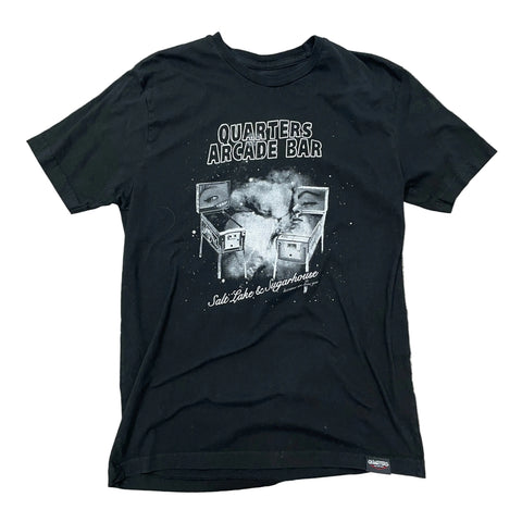 Quarters Arcade Bar Salt Lake City Utah T-Shirt Graphic Tee 'Black' | US LG