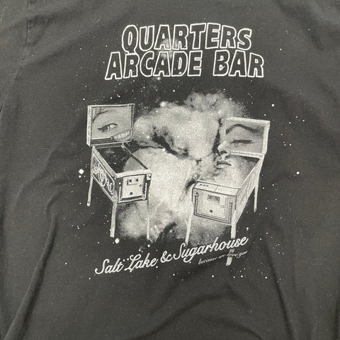 Quarters Arcade Bar Salt Lake City Utah T-Shirt Graphic Tee 'Black' | US LG