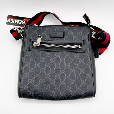 Gucci Messenger GG Supreme Shoulder Bag 'Black Grey' | US M Small