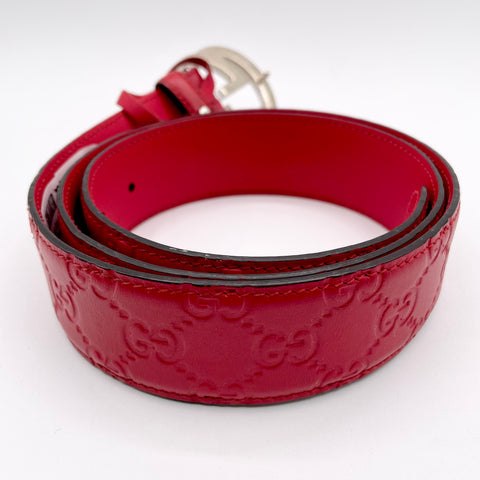 Gucci Guccissima Interlocking GG Belt 'Red' | US M 95/38"