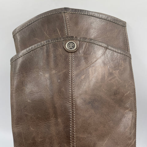 Frye Mid-Calf Melissa Button Leather Boot 'Taupe' | US W 7.5