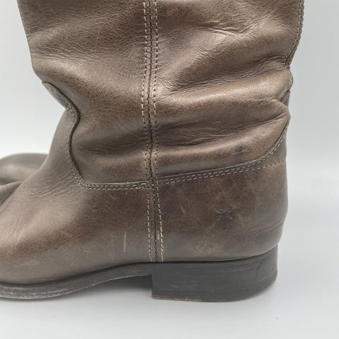 Frye Mid-Calf Melissa Button Leather Boot 'Taupe' | US W 7.5