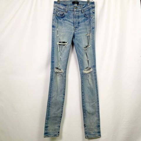 Amiri Distressed Skinny Jeans 'Light Blue' | US M 29"