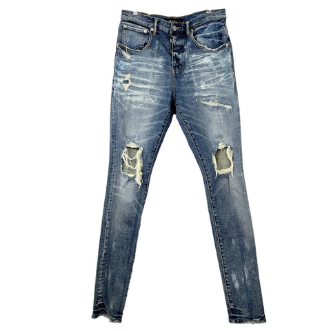 Purple Brand Ripped Slim Fit Jeans 'Light Indigo' | US M 31"