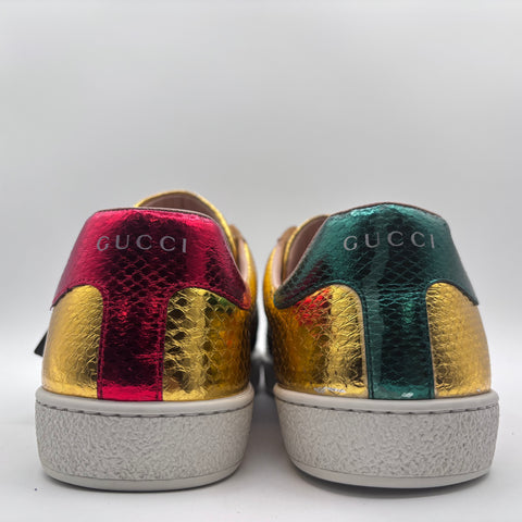 Gucci Ace Metallic Snakeskin Low 'Gold Silver' | US M 8