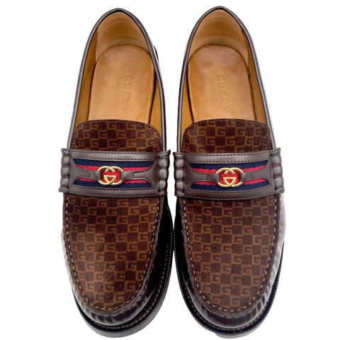 Gucci Kaveh GG Penny Leather Loafers 'Brown' | US M 10.5