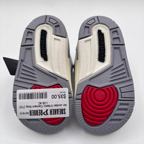 Air Jordan 3 Retro 'Cement Grey (TD)' | US 4C