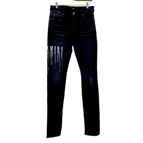 Amiri Paint Drip Logo Jeans 'Black' | US M 33"