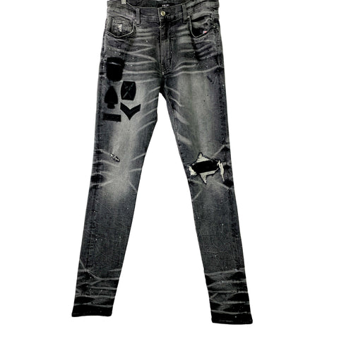 Amiri Military Patch Jeans 'Grey Black' | US M 32"