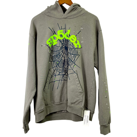 Sp5der Wait Web Hoodie 'Slate Grey' | US M (Large)