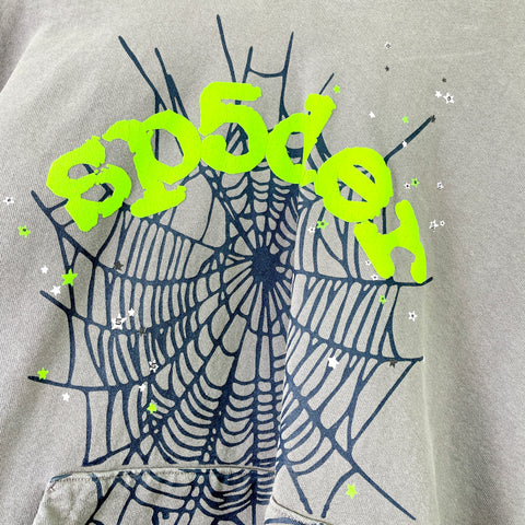 Sp5der Wait Web Hoodie 'Slate Grey' | US M (Large)