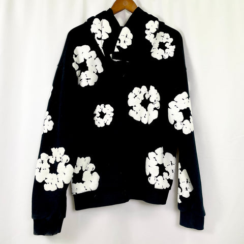 Denim Tears The Cotton Wreath Hoodie 'Black White' | US M X-Large
