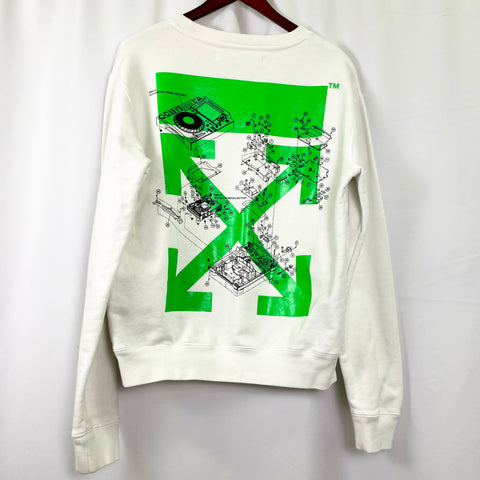 Off White X Pioneer Sound Engineering Crewneck 'White Green' | US M Medium