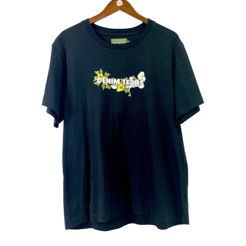Denim Tears Floral Logo Tee 'Black' | US M (X-Large)