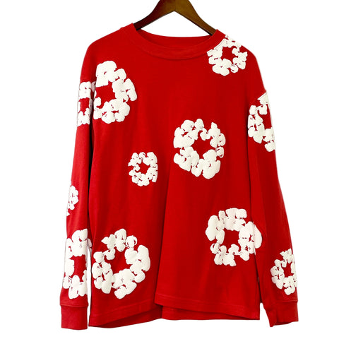 Denim Tears Long Sleeve Cotton Wreath Shirt 'Red' | US M (Large)