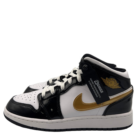 Air Jordan 1 Mid GS 'Patent Black White Gold (2019)' | US GS 6